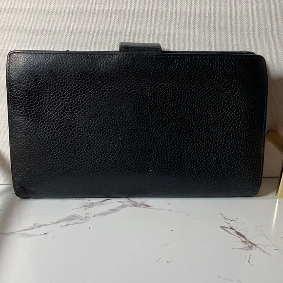 Authentic Chanel Classic n Black Caviar Leather Cc French Kisslock Wallet - Picture 4 of 17